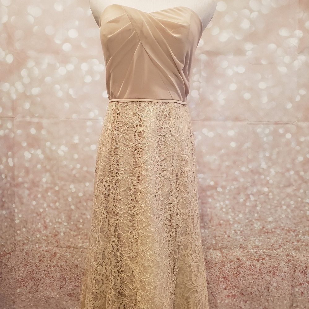 NWT Dessy Studio Collection Strapless Lace Gown